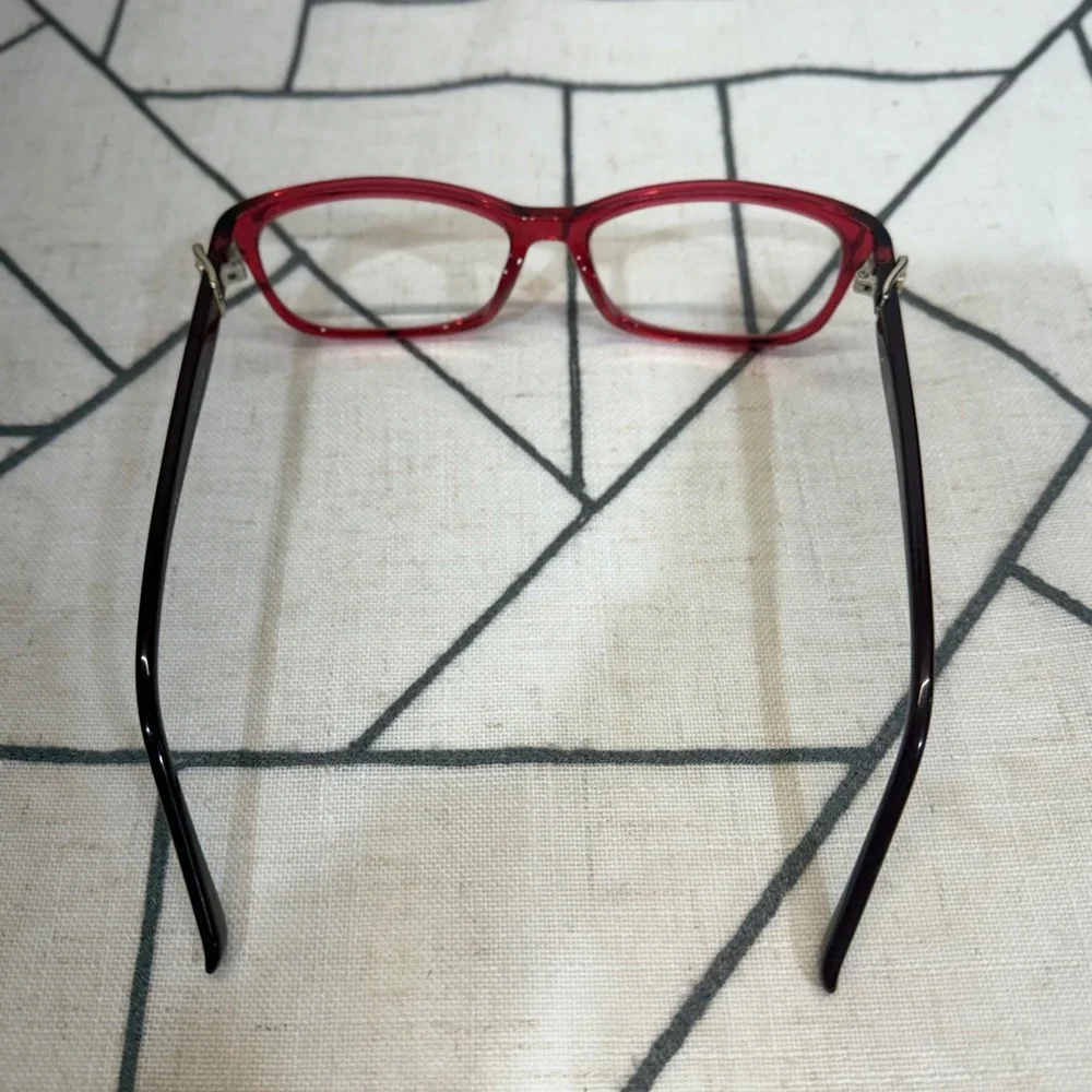 Mimic Eyeglass Frames 54-15-135 Red Burgundy Rectangular N5004 613 Buckle Detail